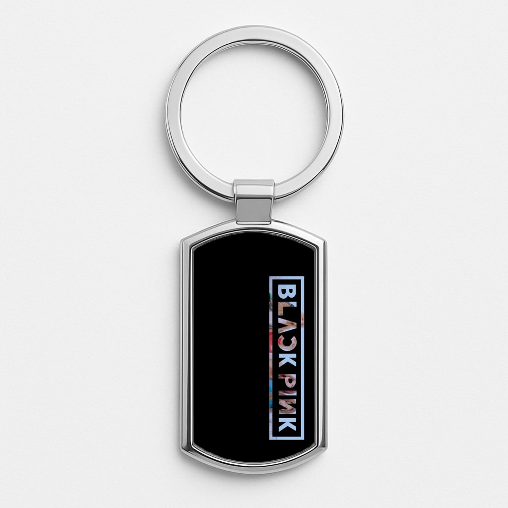 Vertical Girl K-Pop Band Logo Silver Keyring