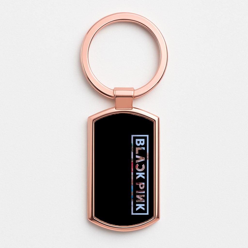 Vertical Girl K-Pop Band Logo Rose Gold Keyring
