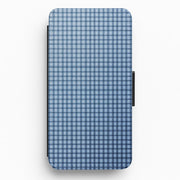 Back to Casics - Blue Gingham Weave Flip / Wallet Phone Case 1