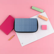 Back to Casics - Blue Gingham Weave Pencil Case 3
