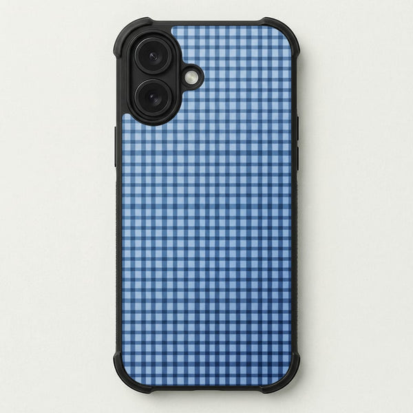 Back to Casics - Blue Gingham Weave Phone Case — Bumper case