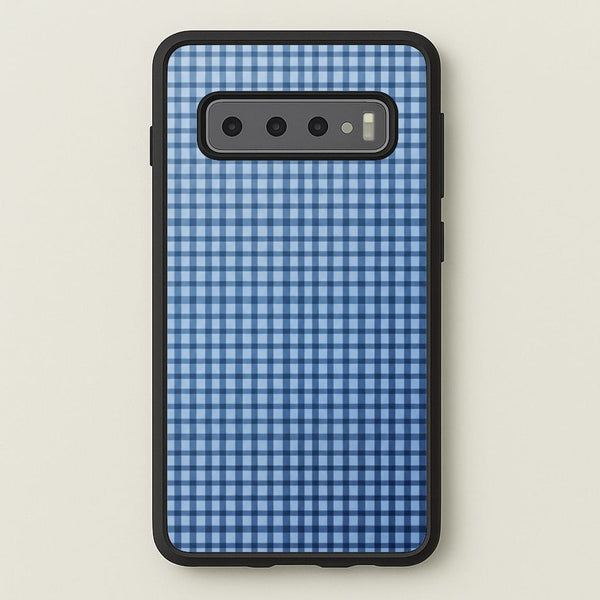 Back to Casics - Blue Gingham Weave Phone Case - Galaxy S10 Plus / Standard