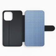 Back to Casics - Blue Gingham Weave Flip / Wallet Phone Case 2