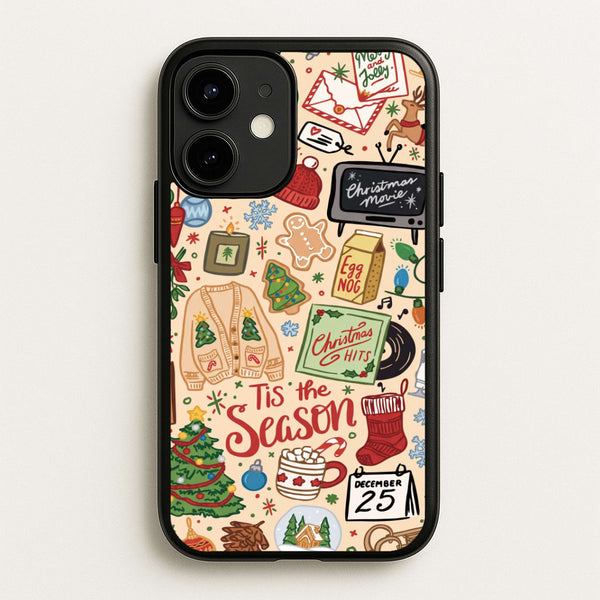 Tis The Season Doodles Phone Case - iPhone 12 Mini / Standard