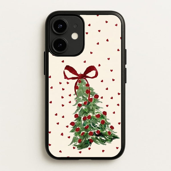 Painted Christmas Tree Hearts Phone Case - iPhone 12 Mini / Standard