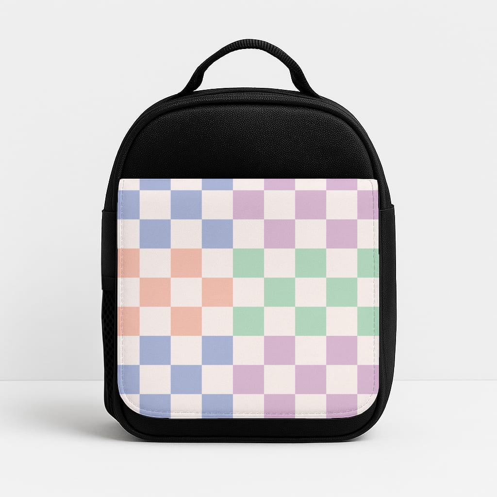 Pastel Retro Blocks Lunchbox - Black