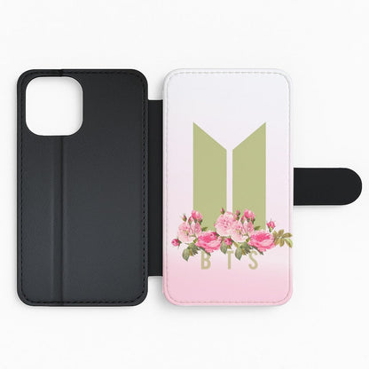 Pink Ombre K-Pop Band Logo Flip Wallet Phone Case