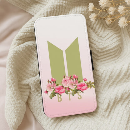 Pink Ombre K-Pop Band Logo Flip Wallet Phone Case