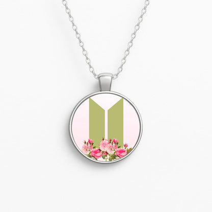 Pink Ombre K-Pop Band Logo Circle Necklace