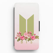 Pink Ombre K-Pop Band Logo Flip Wallet Phone Case 1