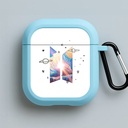 Space K-Pop Band Logo Blue AirPods Case