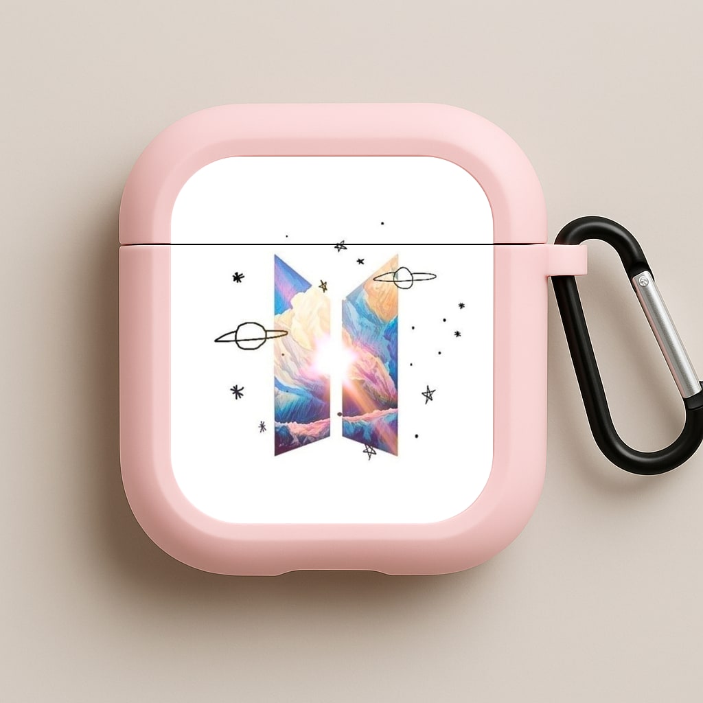Space K-Pop Band Logo Pink AirPods Case