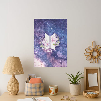 Galaxy Floral K-Pop Band Logo Art Print