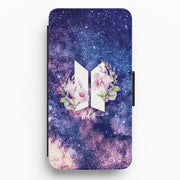 Galaxy Floral K-Pop Band Logo Flip Wallet Phone Case 1