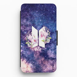 Galaxy Floral K-Pop Band Logo Flip Wallet Phone Case