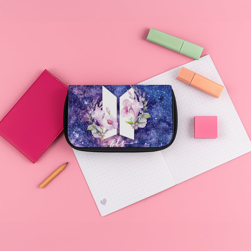 Galaxy Floral K-Pop Band Logo Pencil Case