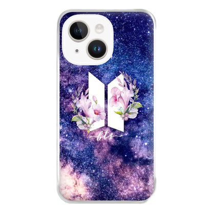 Galaxy Floral K-Pop Band Logo Phone Case for iPhone 14 Plus