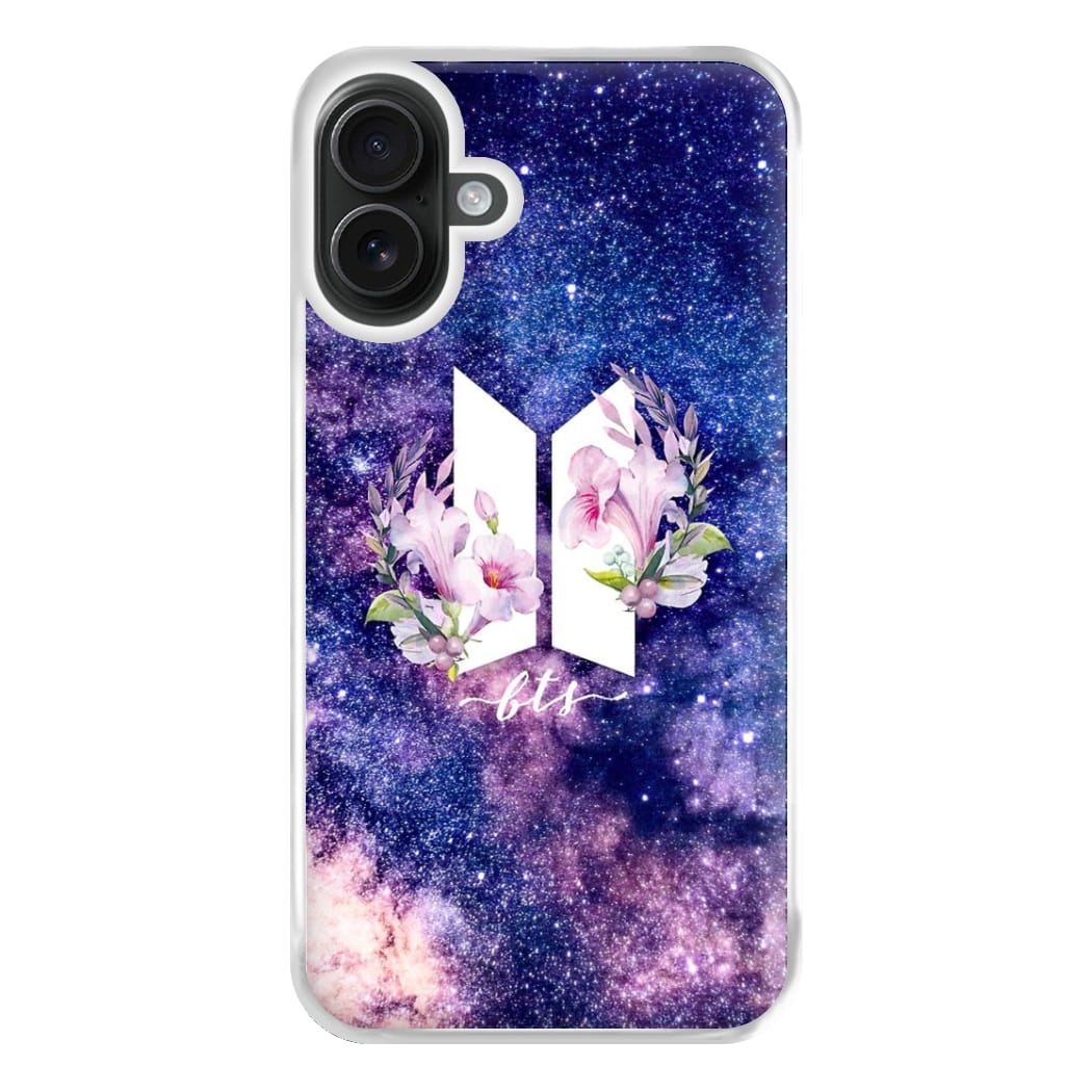 Galaxy Floral K-Pop Band Logo Phone Case for iPhone 16 Plus