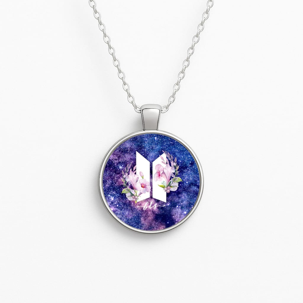 Galaxy Floral K-Pop Band Logo Circle Necklace