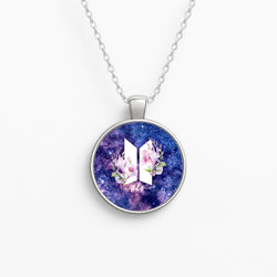 Galaxy Floral K-Pop Band Logo Circle Necklace