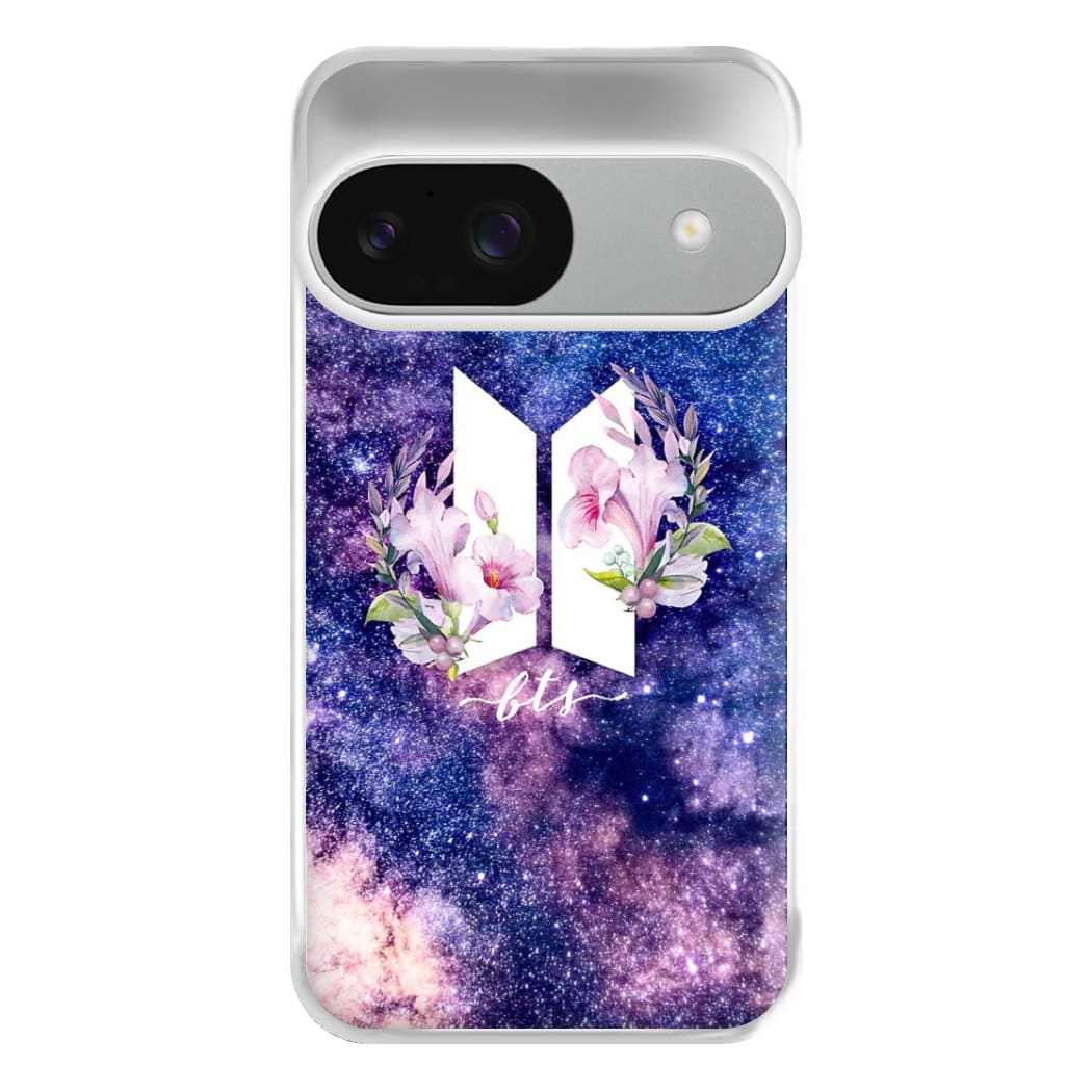 Galaxy Floral K-Pop Band Logo Phone Case for Google Pixel 9 / 9 Pro