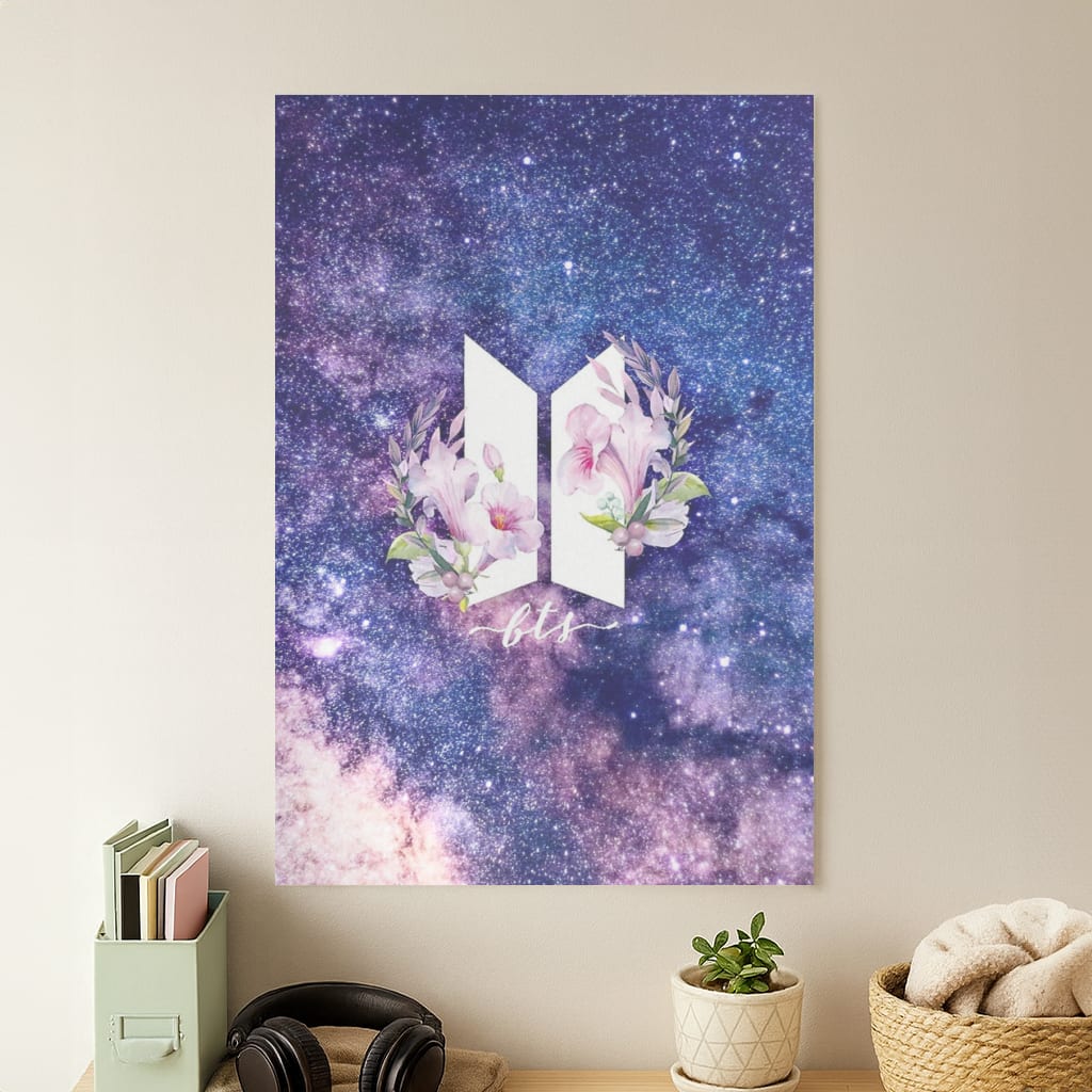 Galaxy Floral K-Pop Band Logo Poster