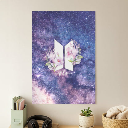 Galaxy Floral K-Pop Band Logo Poster
