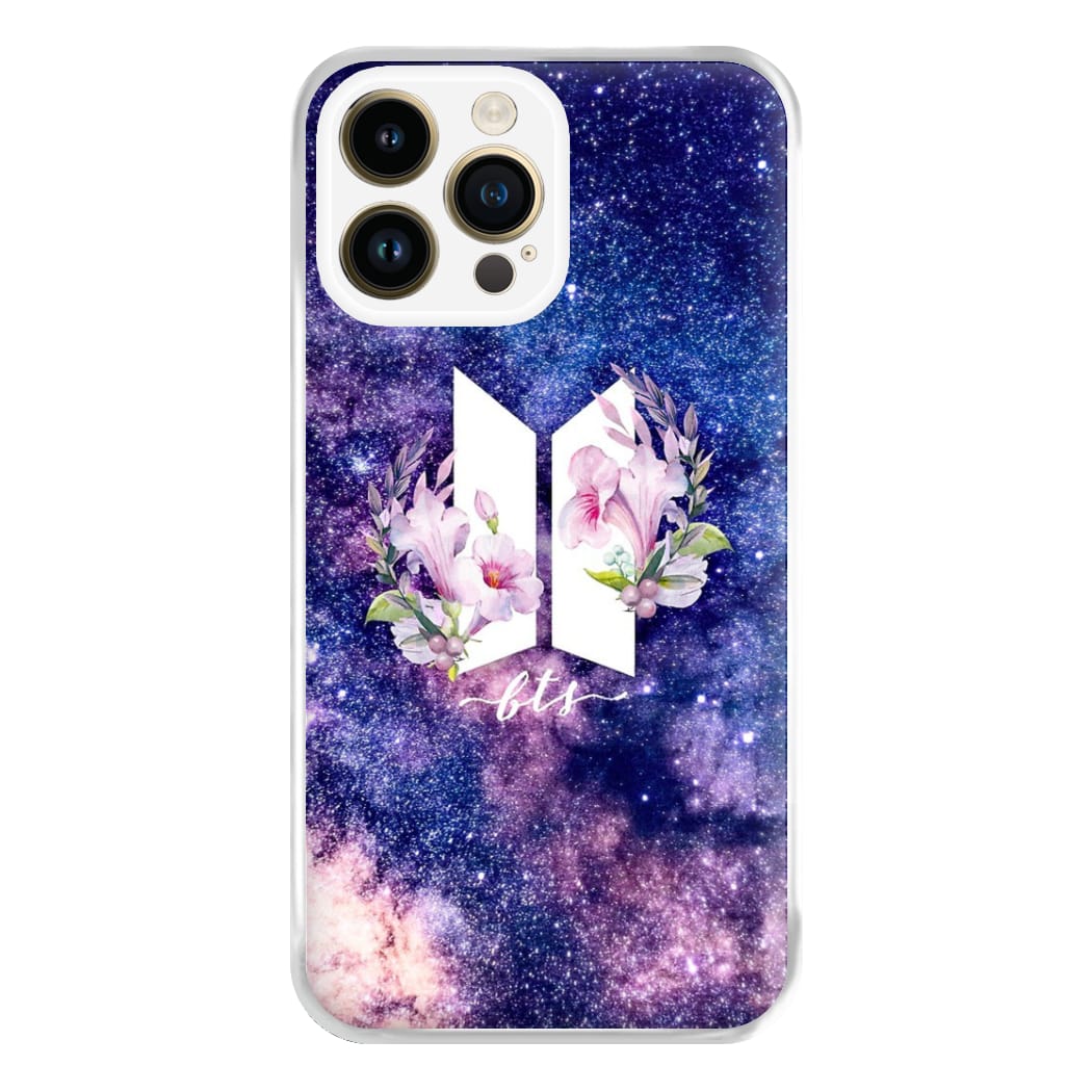 Galaxy Floral K-Pop Band Logo Phone Case for iPhone 14 Pro Max