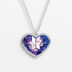 Galaxy Floral K-Pop Band Logo Heart Necklace