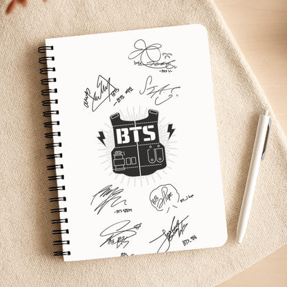 White K-Pop Band Army Logo and Signatures Notepad