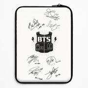 White K-Pop Band Army Logo and Signatures Laptop Sleeve 1