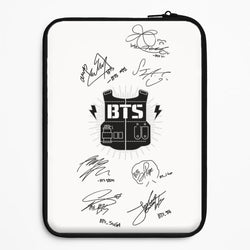 White K-Pop Band Army Logo and Signatures Universal Laptop Sleeve