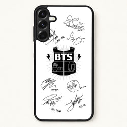 White K-Pop Band Army Logo and Signatures Phone Case for Galaxy A57