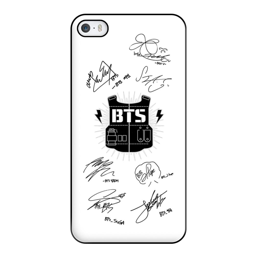 White K-Pop Band Army Logo and Signatures Phone Case for iPhone 5 / 5s / SE 2016