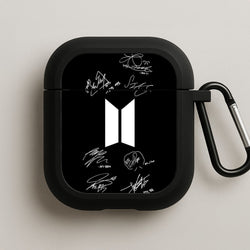 Black K-Pop Band Logo and Signatures AirPods Case