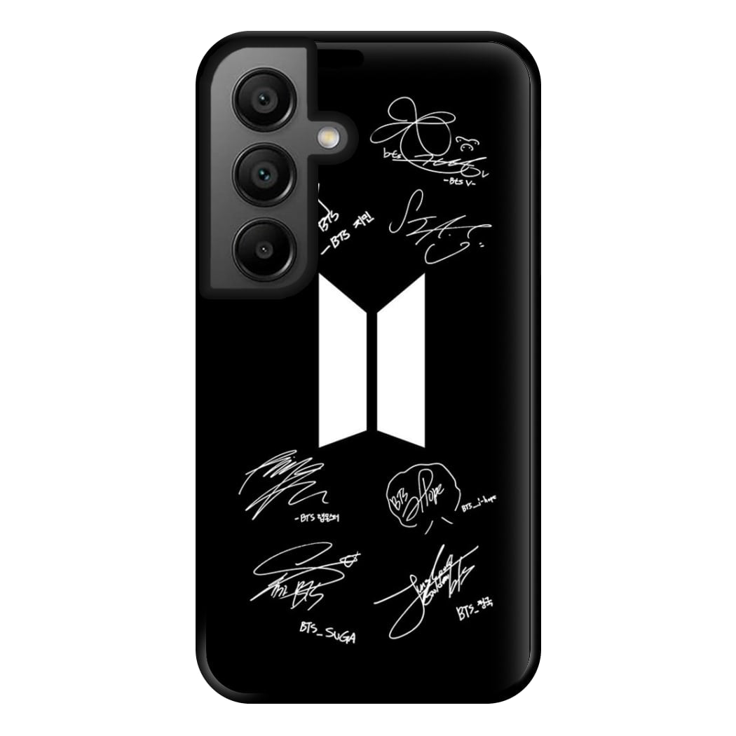 Black K-Pop Band Logo and Signatures Phone Case for Google Pixel 8