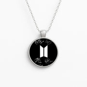 Black K-Pop Band Logo and Signatures Necklace 1