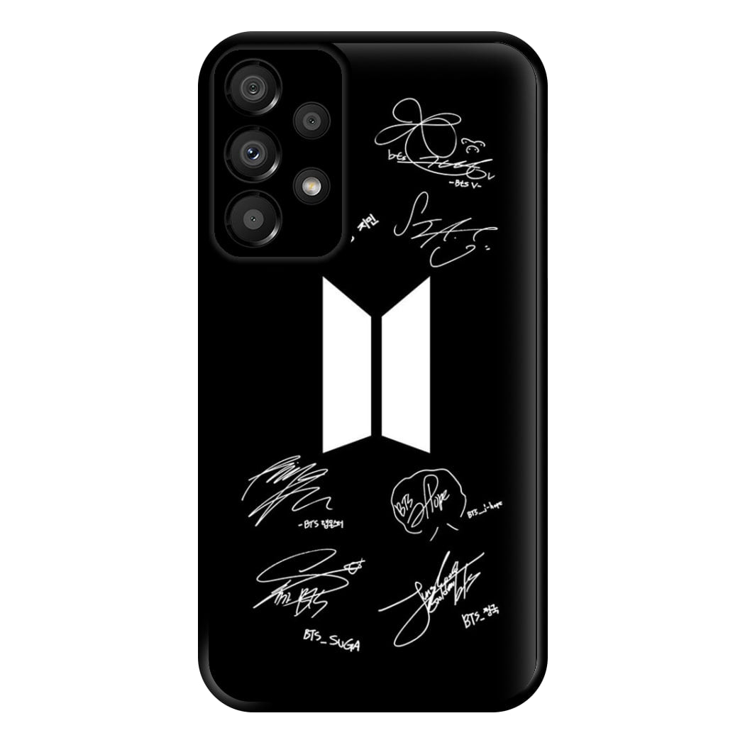 Black K-Pop Band Logo and Signatures Phone Case for Galaxy A33