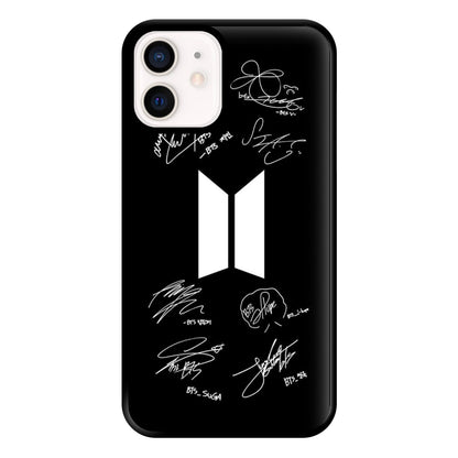 Black K-Pop Band Logo and Signatures Phone Case for iPhone 13 Mini