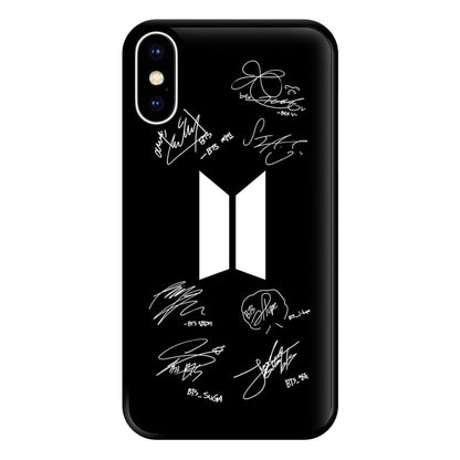 Black K-Pop Band Logo and Signatures Phone Case for iPhone XS Max