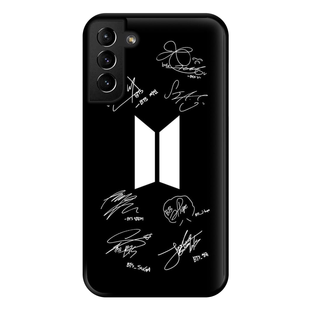 Black K-Pop Band Logo and Signatures Phone Case for Galaxy S21 Plus