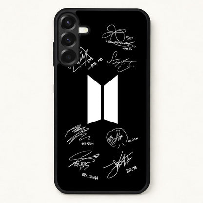 Black K-Pop Band Logo and Signatures Phone Case for Galaxy A37