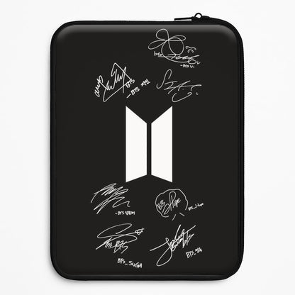 Black K-Pop Band Logo and Signatures Universal Laptop Sleeve