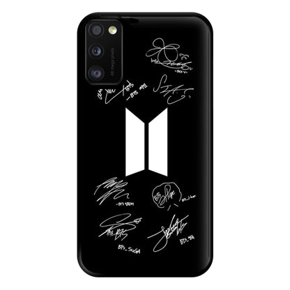 Black K-Pop Band Logo and Signatures Phone Case for Galaxy A41