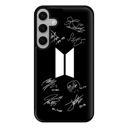 Black K-Pop Band Logo and Signatures Phone Case for Galaxy S24FE