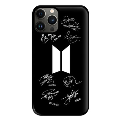 Black K-Pop Band Logo and Signatures Phone Case for iPhone 13 Pro Max