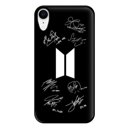 Black K-Pop Band Logo and Signatures Phone Case for iPhone XR