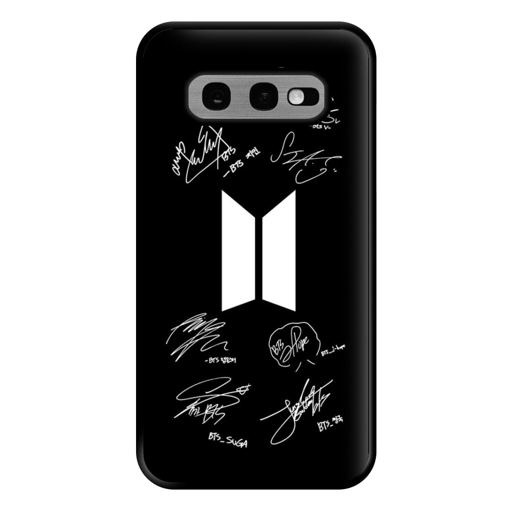 Black K-Pop Band Logo and Signatures Phone Case for Galaxy S10e