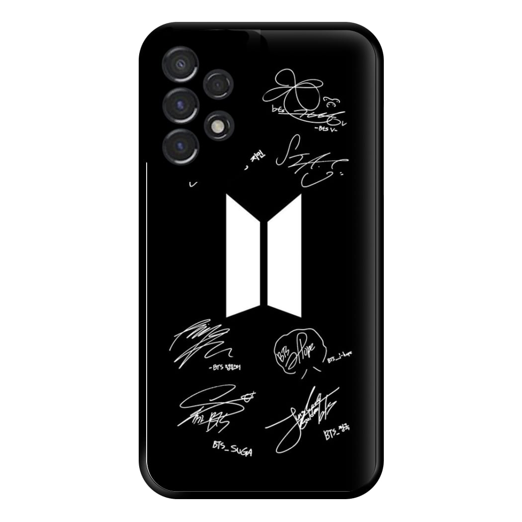 Black K-Pop Band Logo and Signatures Phone Case for Galaxy A53