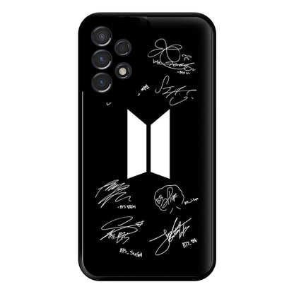 Black K-Pop Band Logo and Signatures Phone Case for Galaxy A53